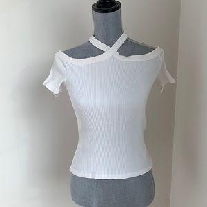 Zara white medium cross neck top